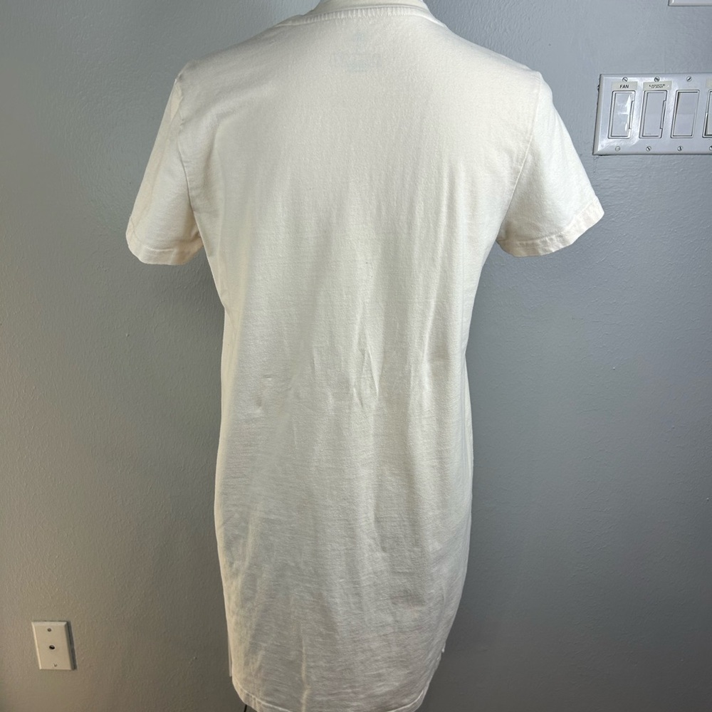 Adidas Originals T-Shirt Dress Women’s Small – Beige Cream Logo Tee Dress - Picture 3 of 7